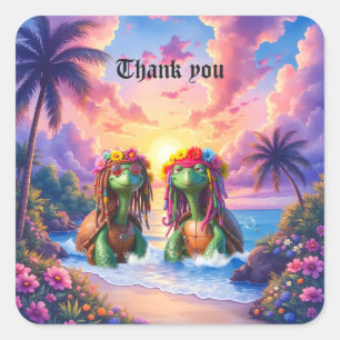 Reggae Turtles – Island Vibes Forever. Square Sticker