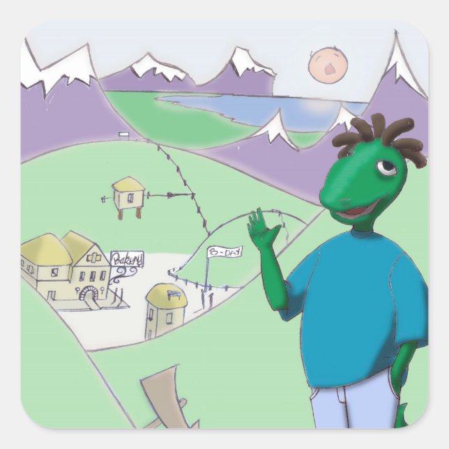 Reggie Rapasaurus can stick with you anywhere! Square Sticker (Front)