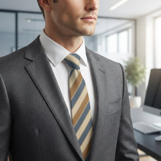 Regimental Stripe Muted Blue Copper Cream Tie (Creator Uploaded)