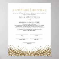 REGINA Glam Yellow Gold Marriage Certificate