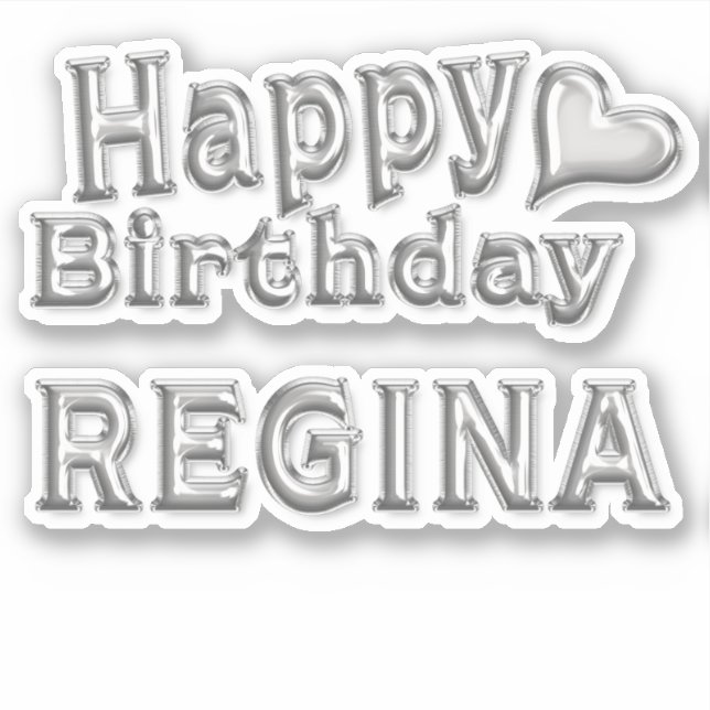 Regina Happy Birthday silver Sticker (Front)