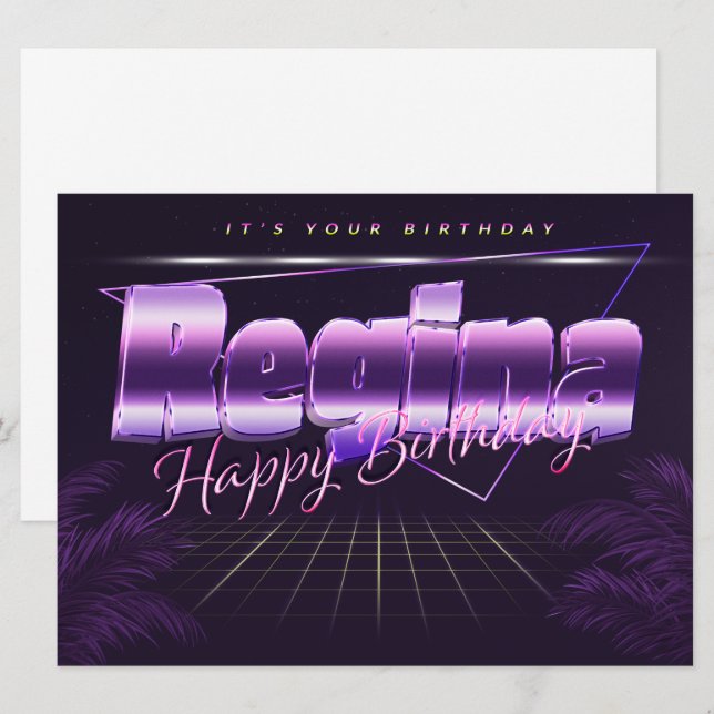 Regina Name First name pura retro card Birthday (Front/Back)
