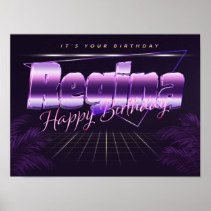 Regina Name Vorname lila retro Poster Geburtstag