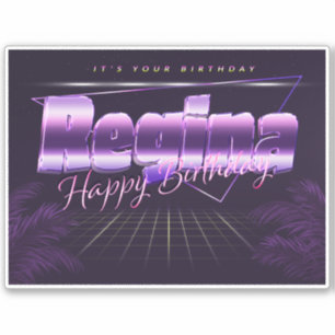 Regina Name Vorname lila retro Sticker Geburtstag