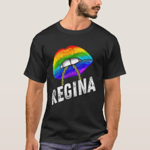 Regina Queen LGBTQ Gay Pride Flag Lips Rainbow Men T-Shirt