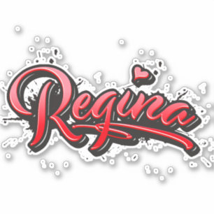 Regina red Heart Graffiti Sticker