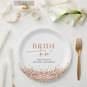 REGINA Rose Gold Blush Pink Bride to Be Shower Paper Plate