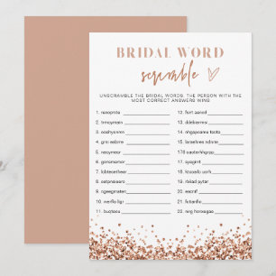 REGINA Rose Gold Bridal Shower Word Scramble Invitation