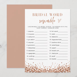 REGINA Rose Gold Bridal Shower Word Scramble Invitation