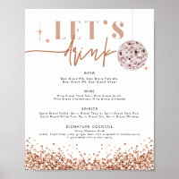 REGINA Rose Gold Disco Let's Drink Bar Menu 