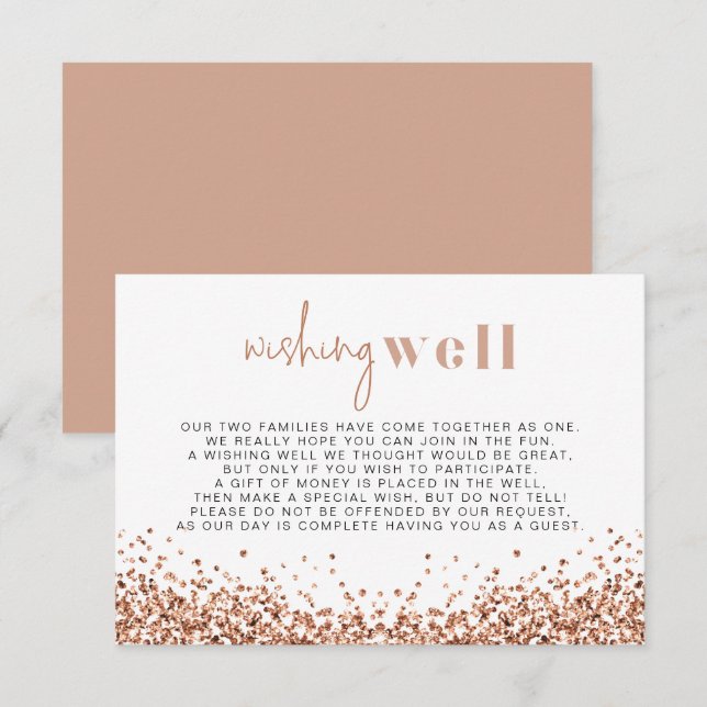 REGINA Rose Gold Glam Sequins Wishing Well Card (Front/Back)