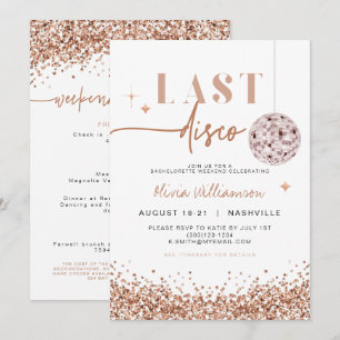 REGINA Rose Gold Last Disco Bachelorette Weekend  Invitation
