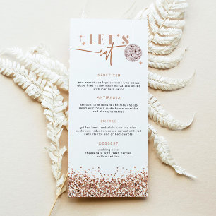 REGINA Rose Gold Sequins Disco Let's Eat Menu Card