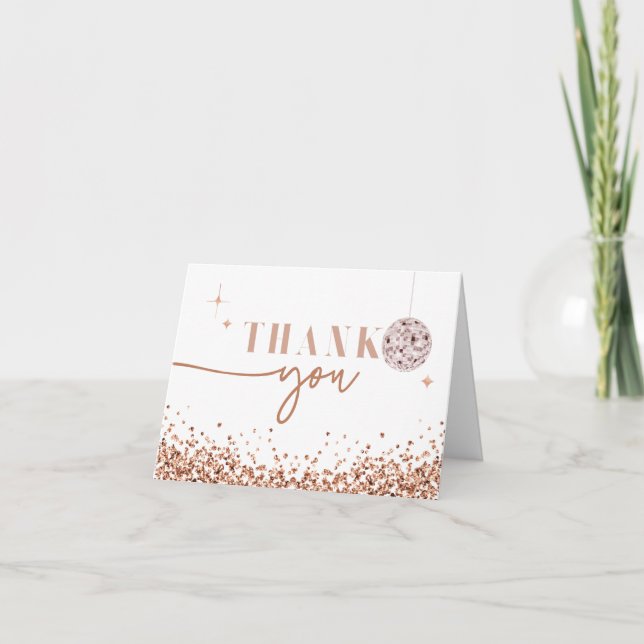 REGINA Rose Gold Sequins Disco Thank You Card (Front)