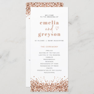 REGINA Rose Gold Sequins Long Wedding Program Menu