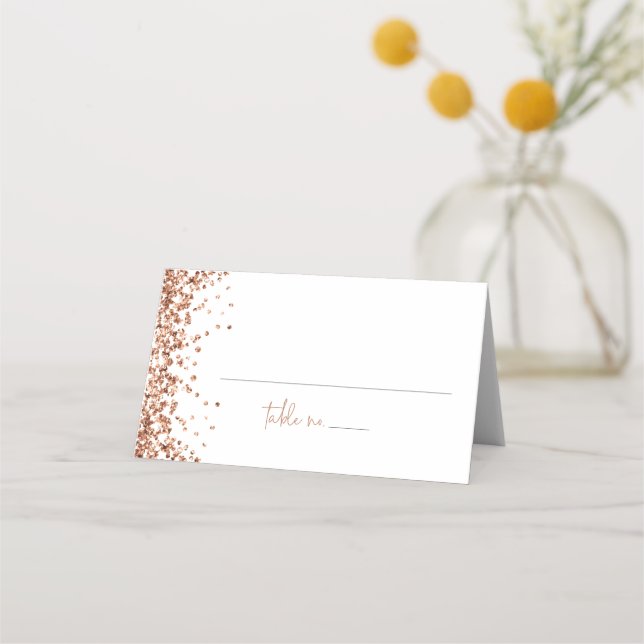 REGINA Rose Gold Sequins Wedding Guest Name Place Card (Front)