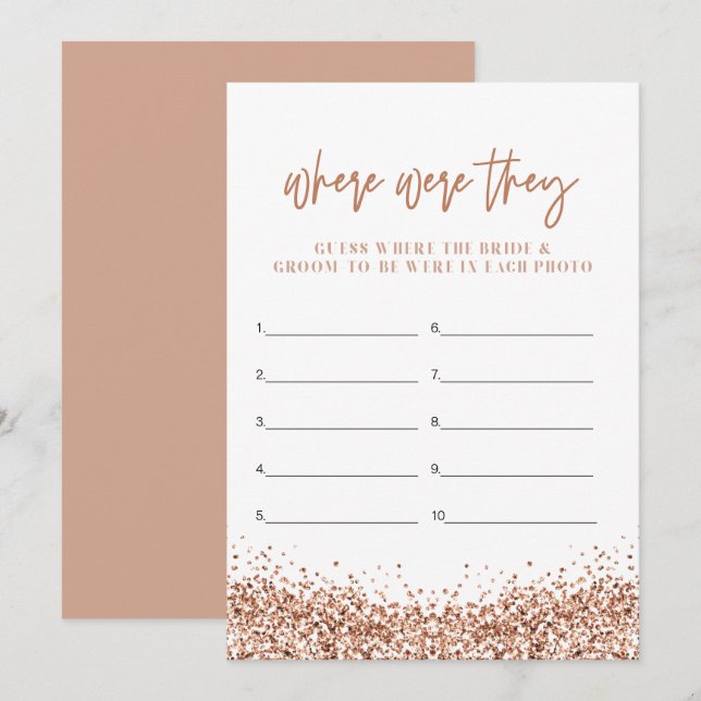 REGINA Rose Gold Where Were They Bridal Shower  Invitation (Front/Back)