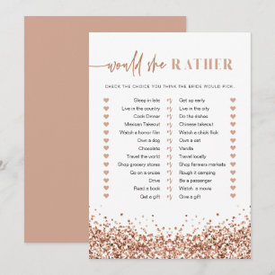 REGINA Rose Gold Would She Rather Bridal Game Invitation