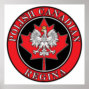 Regina Round Polish Canadian Leaf Poster