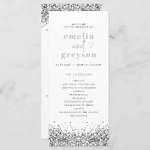 REGINA Silver Glitter Sequins Long Wedding Program Menu
