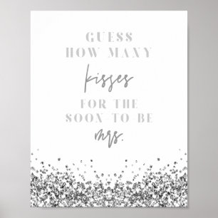 REGINA Silver How Many Kisses Bridal Shower Game P Poster