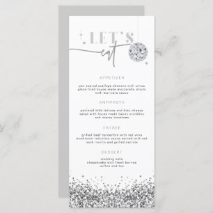 REGINA Silver Sequins Disco Let's Eat Menu Card