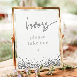 REGINA Silver Sequins Disco Wedding Party Favours Poster