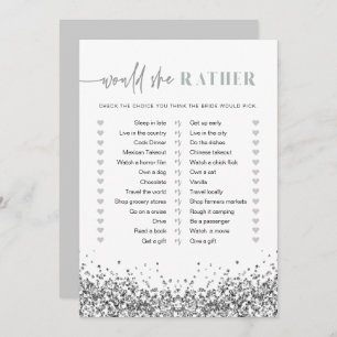 REGINA Silver Sequins Would She Rather Bridal Game Invitation