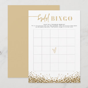  REGINA Yellow Gold Bridal Shower Bingo Game  Invitation