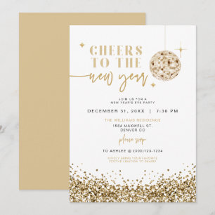 REGINA Yellow Gold Disco New Year's Eve Party Invitation