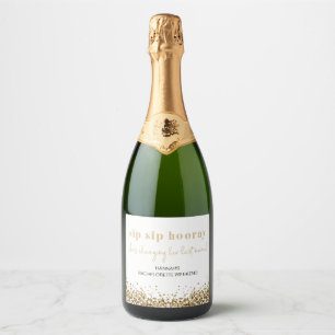 REGINA Yellow Gold Glitter Sequins Bachelorette Sparkling Wine Label