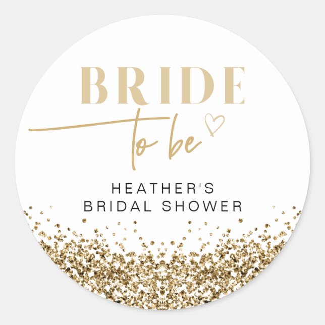REGINA Yellow Gold Sequins Bride to Be Shower Classic Round Sticker (Front)