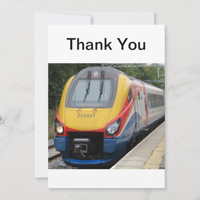 Regional and Intercity Train Flat Thank You Card (Front)