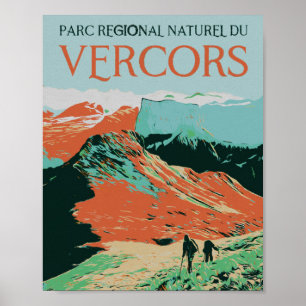 Regional park Vercors colourful illustration Franc Poster