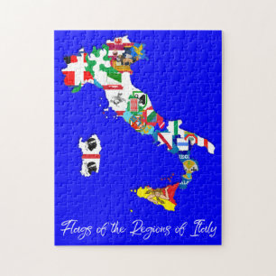 Regions of Italy Flags Map, Italian, Educational Jigsaw Puzzle