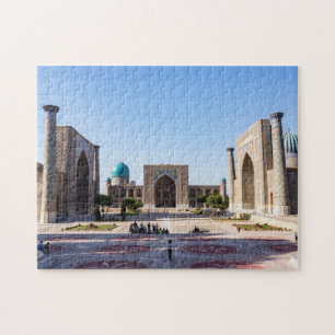 Registan square at sunset - Samarkand, Uzbekistan Jigsaw Puzzle