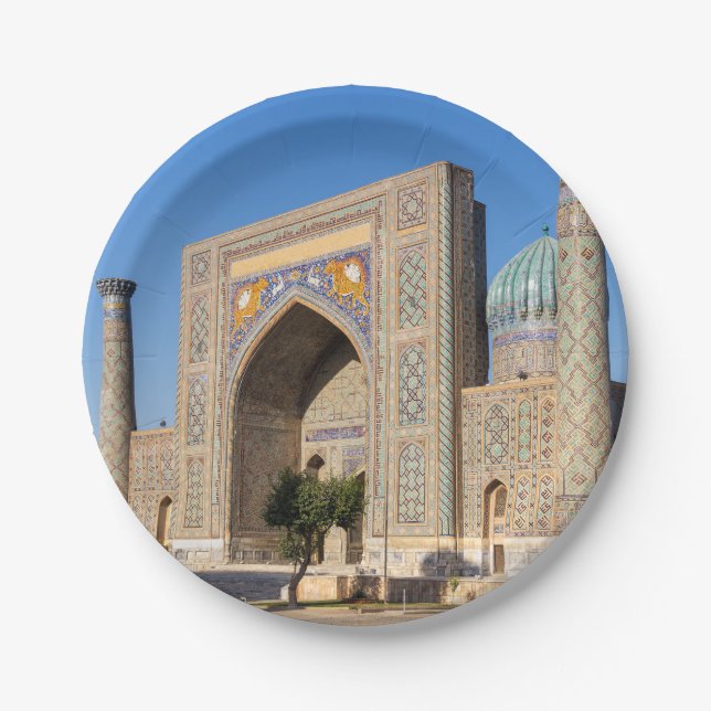 Registan square at sunset - Samarkand, Uzbekistan Paper Plate (Front)