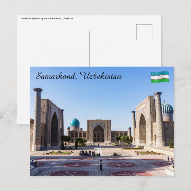 Registan square at sunset - Samarkand, Uzbekistan Postcard (Front/Back)