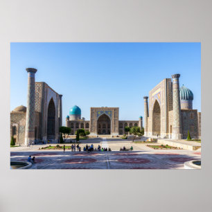 Registan square at sunset - Samarkand, Uzbekistan Poster