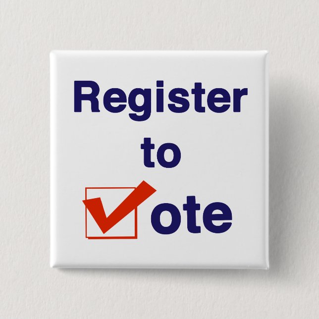 Register To Vote 2026 15 Cm Square Badge (Front)