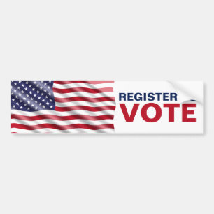 Register To Vote American Flag Election  Bumper Sticker