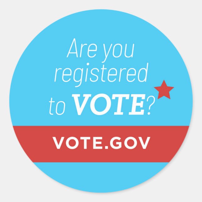 Register to vote classic round sticker (Front)