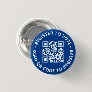 Register to vote custom scannable QR Code blue 3 Cm Round Badge
