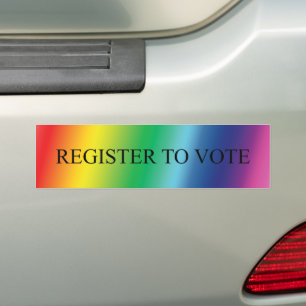 Register to vote elegant typography rainbow pride bumper sticker