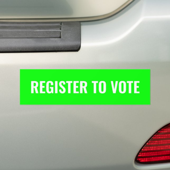 Register to vote minimalist modern neon green bumper sticker (On Car)