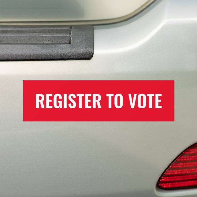 Register to vote minimalist typography red bumper sticker (On Car)