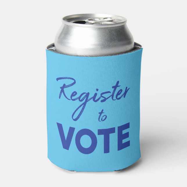 Register to Vote – modern blue typography Can Cooler (Can Front)