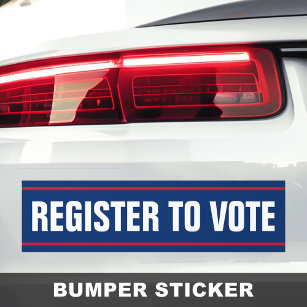 Register to vote political election blue red bumper sticker