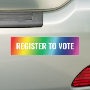 Register to vote rainbow gradient typography pride bumper sticker