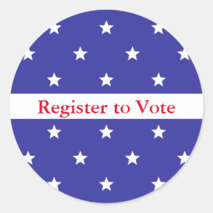 Register to Vote Red Blue and White Star Pattern Classic Round Sticker